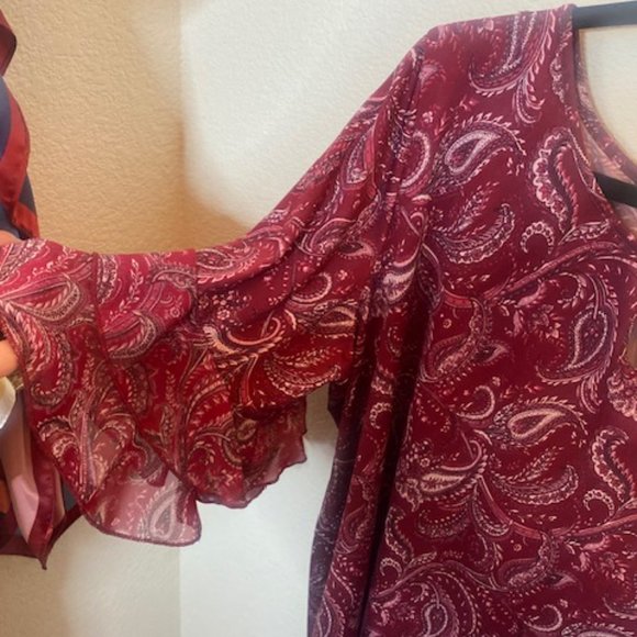 3X Burgandy Blouse - Picture 3 of 4